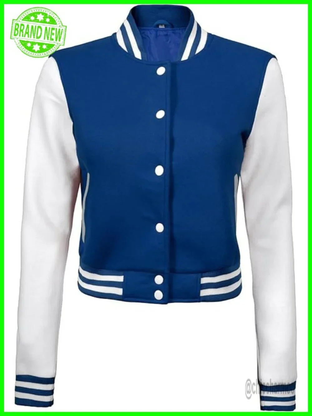 Women's Cropped Fleece Varsity Bomber Jacket